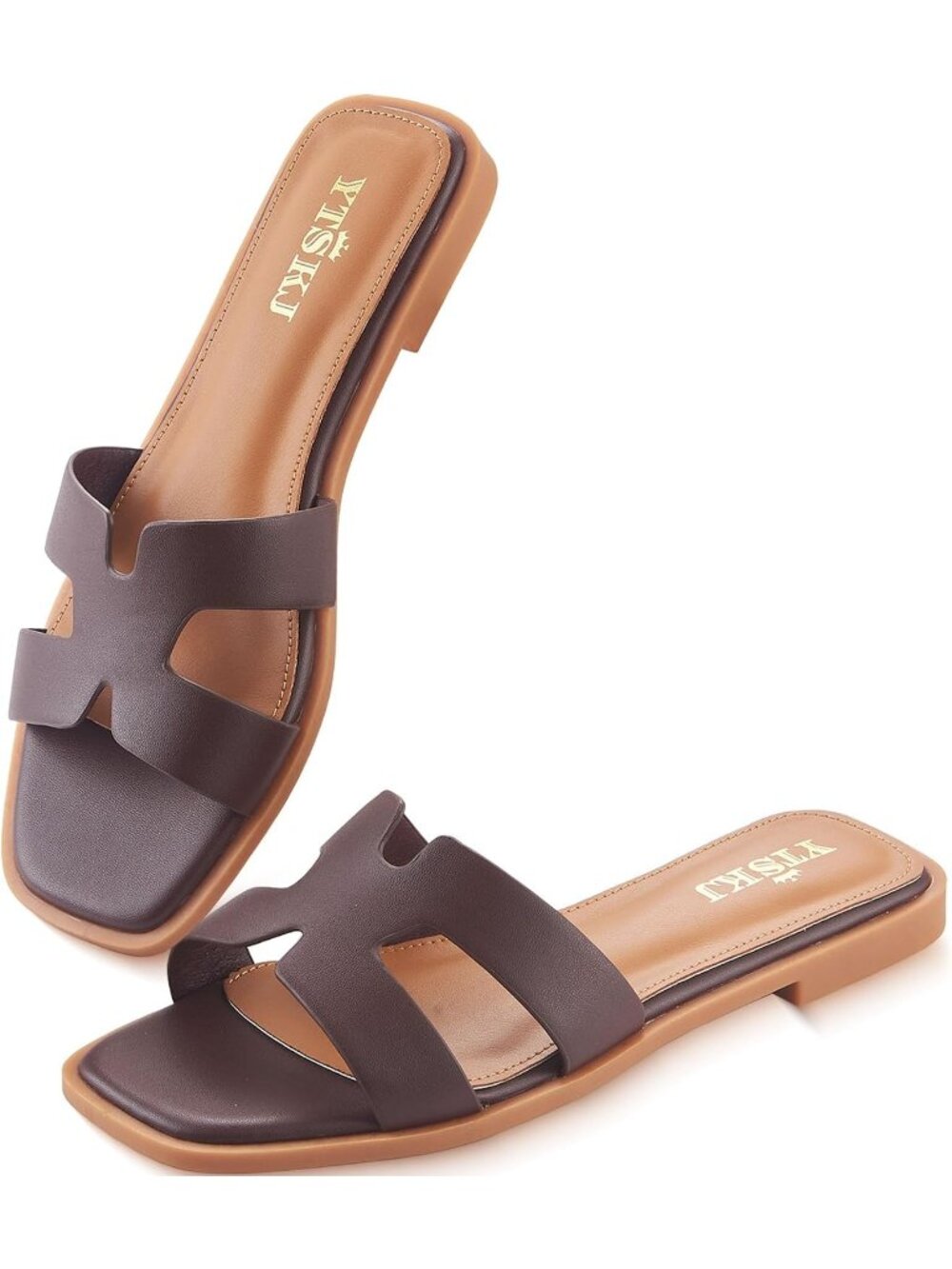 🆕Women's Chocolate Comfortable Flat Open Toe Casual Wide Width Cute Shoes